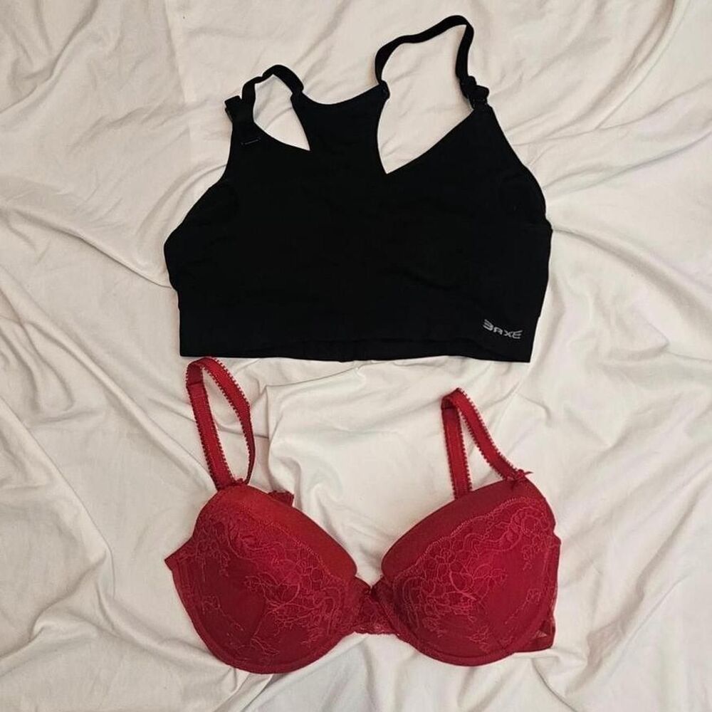 red push up bra & nursing sports bra bundle